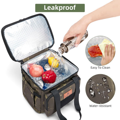 Holuxer Expandable Insulated Lunch Box for Men, Large Durable Thermal Lunch Bag with Shoulder Strap, Soft Leakproof Cooler Bags for Work Outdoor Picnic Trips, 20 Can/16 L, Camo, Mesh