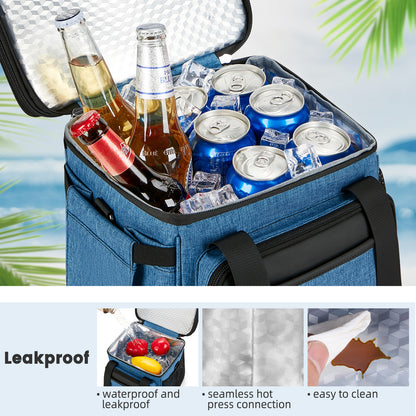 Holuxer Insulated Lunch Bags with Side Pocket for Women/Men-Double Deck Reusable Lunch Bag, Lunch Box Tote Cooler Bag Leakproof Soft Expandable-Large Lunchbox for Work/Adult/Picnic/Outdoor 15L-Blue