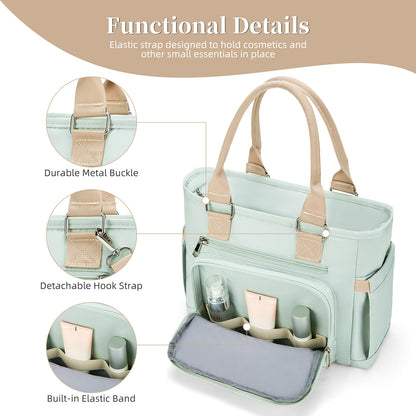 Holuxer Insulated Lunch Tote Bags for Women, Large Fashion Messenger Crossbody Shoulder Bag, Simple Ladies Cooler Purse Portable Leakproof Lunchbox Handbags for Work/Picnic (Green 12L)