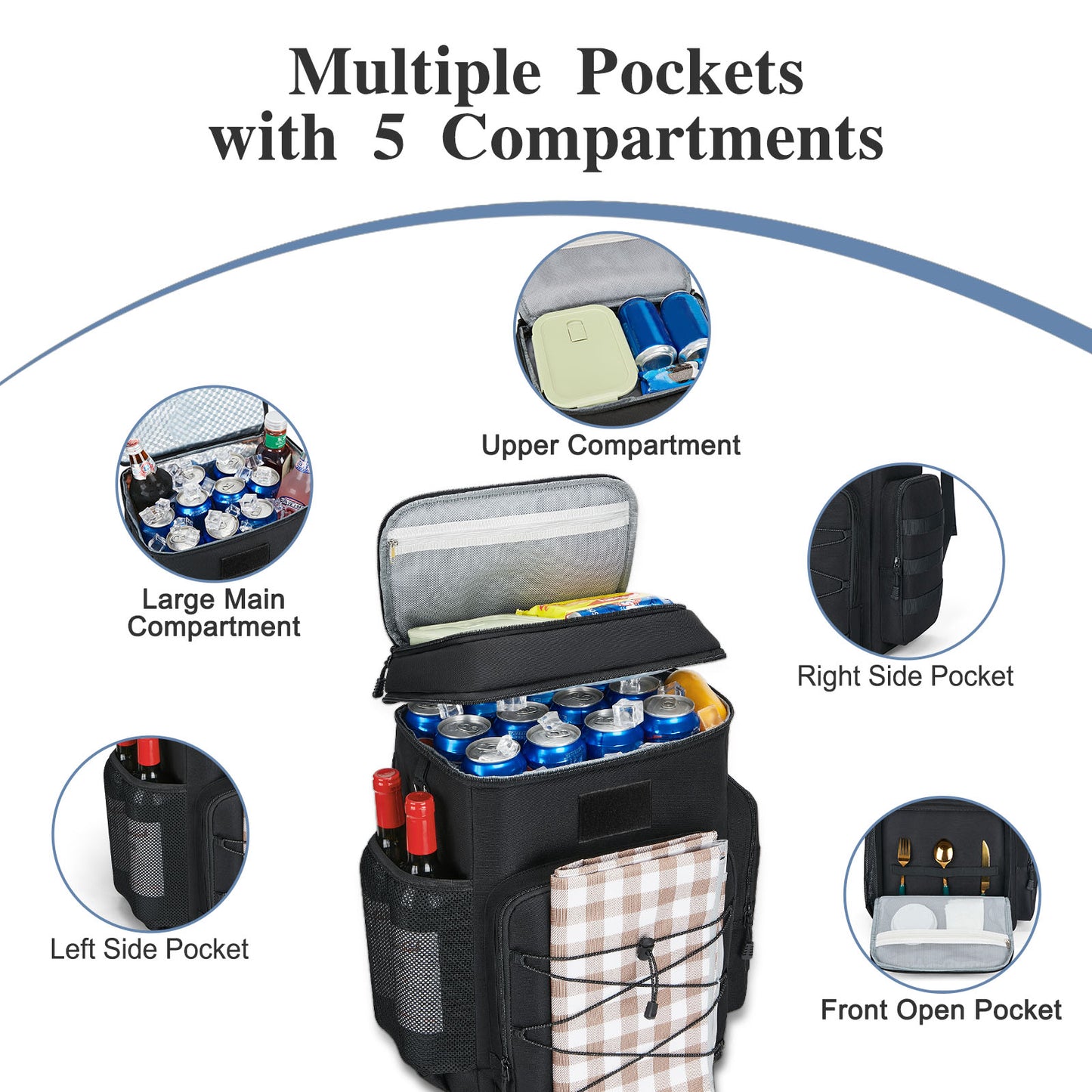 Holuxer Insulated Backpacks Cooler for Men, 30L Double Deck Coolers Bag Leakproof, Large Heavy Duty Lunch Bags Soft Lunch Backpack for Outdoor Camping Hiking Picnics Beach