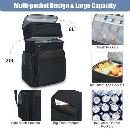 Holuxer Large Backpack Cooler for Men/Women, 30L Waterproof Leakproof Soft Cooler Backpacks, Expandable Lunch Back Pack, Heavy Duty Coolers Bags Rucksack, Portable Lunch Bag for Travel, Black