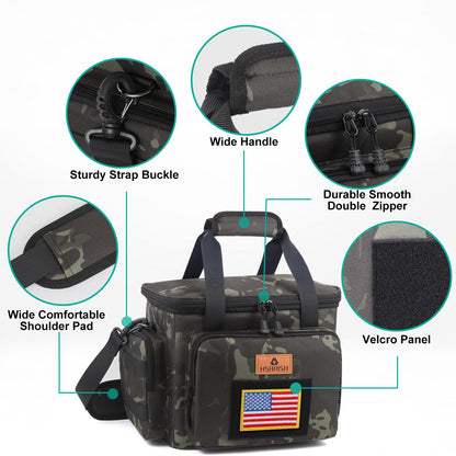 Tactical Large Lunch Box for Men, Heavy Duty Insulated Lunch Bag for Work, Leakproof Lunch Cooler Bag with Shoulder Strap Lunch Pail for Shifts Camping Outdoor Day Trip (12L)