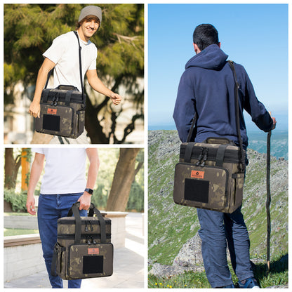 Holuxer Tactical Lunch Box for Men, Large Expandable Insulated Lunch Boxes, Durable Waterproof Leakproof Cooler Bag for Adults/Mens/Work Outdoor Beach Trips, 20 Cans/15 L, Camo
