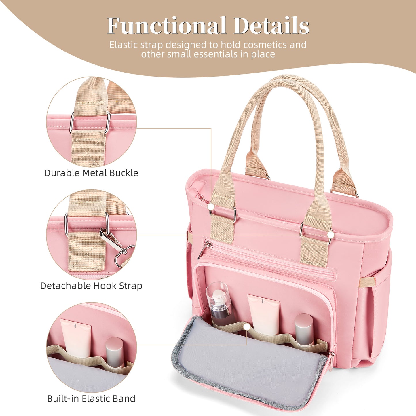 Holuxer Insulated Lunch Tote Bags for Women, Large Fashion Messenger Crossbody Shoulder Bag, Simple Ladies Cooler Purse Portable Leakproof Lunchbox Handbags for Work/Picnic (Pink 12L)