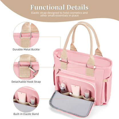 Holuxer Insulated Lunch Tote Bags for Women, Large Fashion Messenger Crossbody Shoulder Bag, Simple Ladies Cooler Purse Portable Leakproof Lunchbox Handbags for Work/Picnic (Pink 12L)