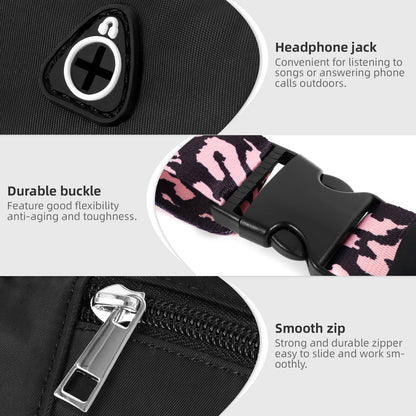 Holuxer Large Fanny Packs for Women, Fashion Cross Body Waist Pack, Waterproof Belt Bags Crossbody Purses with Adjustable Leopard Print Belt for Travel Running