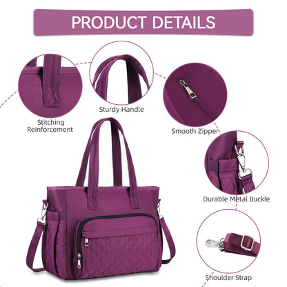 Holuxer Large Lunch box for Women, Insulated Lunch Tote Bag, Reusable Portable Woman Lunch Boxes, Leakproof Cooler Bags Weekender Pocket Fashion Lunchbox Handbags for Work Picnic Beach, Purple