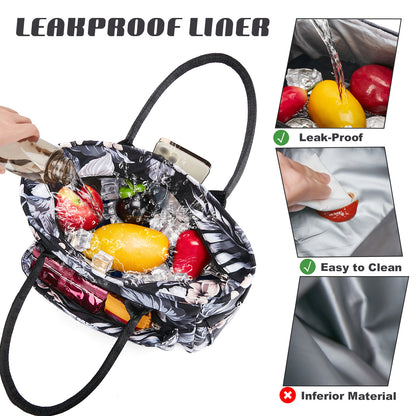 Holuxer Lunch Bags for Women, Insulated Lunch Box for Work, Large Leakproof Cooler Purse with Side Pockets & Removable Shoulder Strap Women's Lunch Tote Bag for Picnic Beach Cute Lunchbox Bag, Floral