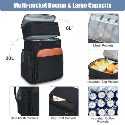 Holuxer Insulated Cooler Backpack, 30L Waterproof Leakproof Soft Coolers Lunch bags for Men, Large Expandable Back Pack, Heavy Duty Cooler Backpacks, Fashion Rucksack for Outdoor, Camping