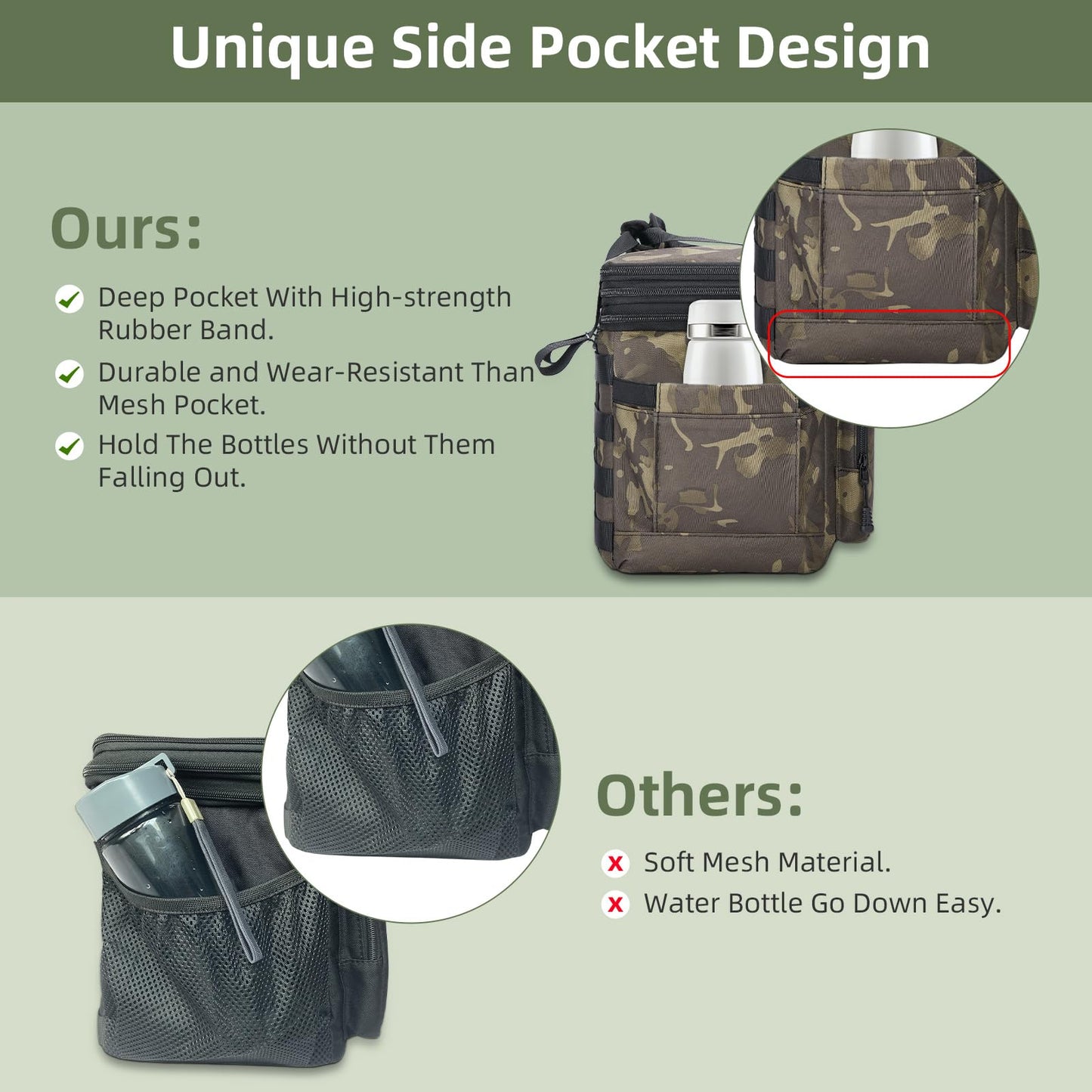 Holuxer Expandable Insulated Lunch Box for Men, Large Durable Thermal Lunch Bag with Shoulder Strap, Soft Leakproof Cooler Bags for Work Outdoor Picnic Trips, 20 Can/16 L, Camo, Mesh