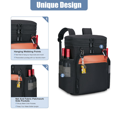 Holuxer Insulated Cooler Backpack, 30L Waterproof Leakproof Soft Coolers Lunch bags for Men, Large Expandable Back Pack, Heavy Duty Cooler Backpacks, Fashion Rucksack for Outdoor, Camping