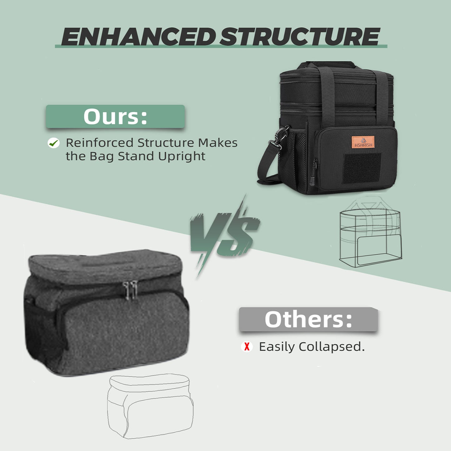 Holuxer Large Insulated Lunch Box for Men/Adults, Expandable Double-Deck Lunch Bag Durable with Shoulder Strap, Soft Leakproof Cooler Bags for Work Outdoor Picnic Trips, 20 Can/16 L, Black, Mesh