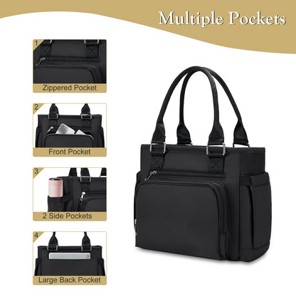 Holuxer Insulated Lunch Tote Bags for Women, Large Fashion Messenger Crossbody Shoulder Bag, Simple Ladies Cooler Purse Portable Leakproof Lunchbox Handbags for Work/Picnic (Black 12L)
