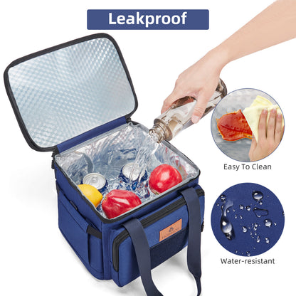 Holuxer Double Deck Tactical Lunch Bags, Large Expandable Insulated Lunch Box, Durable Waterproof Leakproof Cooler Bag for Adults/Men/Women/Work Outdoor Beach Trips, 20 Cans/15 L, Blue