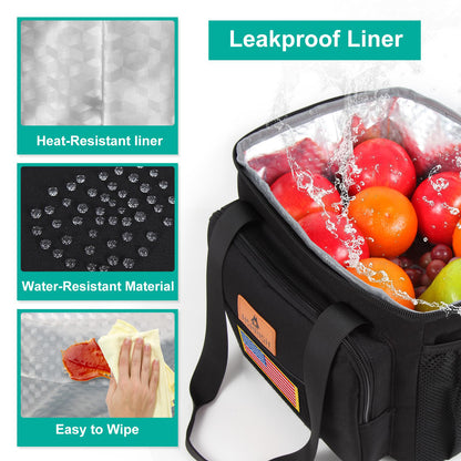 Tactical Large Lunch Box for Men, Heavy Duty Insulated Lunch Bag for Work, Leakproof Lunch Cooler Bag with Shoulder Strap Lunch Pail for Shifts Camping Outdoor Day Trip (12L)