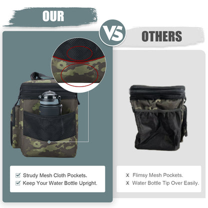 Holuxer Insulated Lunch Bag for Men/Adults, Double Deck Expandable Camping Lunch Box for Work Travel Daytrip Picnic Outdoor, Large Leakproof Cooler Bags with Adjustable Shoulder Strap Organizer Camo