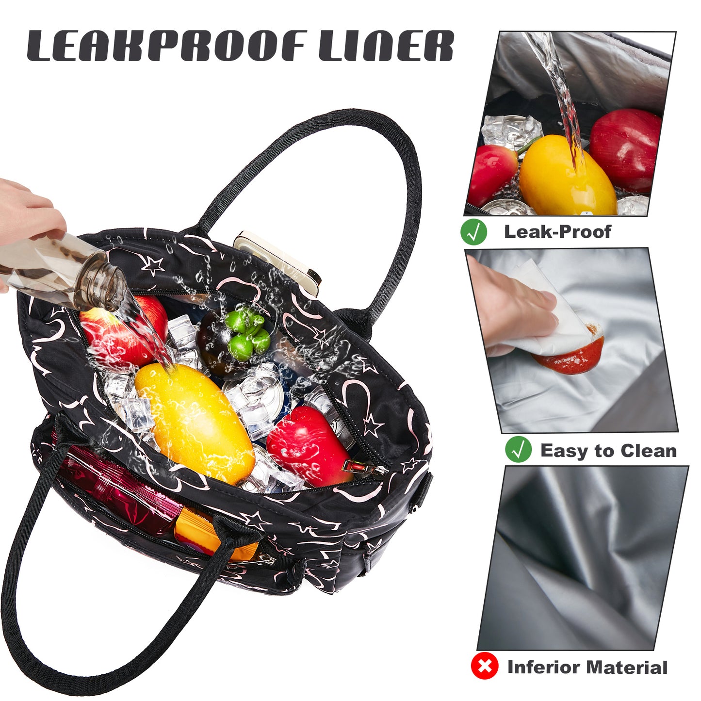 Holuxer Cute Lunch Bags for Women, Insulated Lunch Box for Work, Large Leakproof Cooler Purse with Side Pockets & Removable Shoulder Strap Womens Handbag Tote Bag for Shopping Picnic Beach (Love)