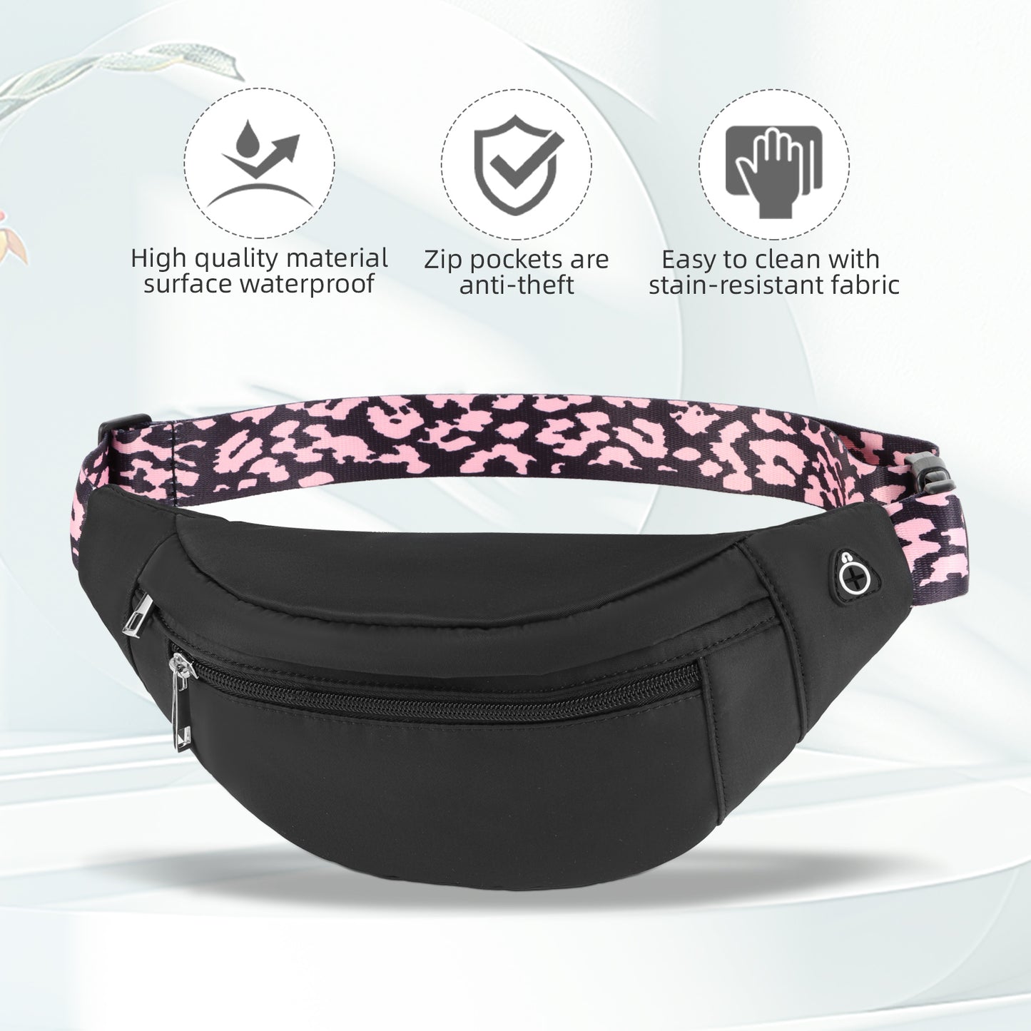 Holuxer Large Fanny Packs for Women, Fashion Cross Body Waist Pack, Waterproof Belt Bags Crossbody Purses with Adjustable Leopard Print Belt for Travel Running