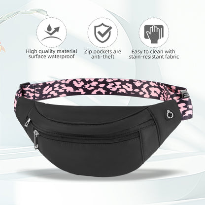 Holuxer Large Fanny Packs for Women, Fashion Cross Body Waist Pack, Waterproof Belt Bags Crossbody Purses with Adjustable Leopard Print Belt for Travel Running