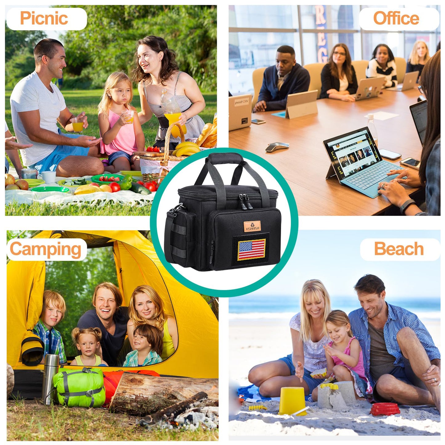 Tactical Large Lunch Box for Men, Heavy Duty Insulated Lunch Bag for Work, Leakproof Lunch Cooler Bag with Shoulder Strap Lunch Pail for Shifts Camping Outdoor Day Trip (12L)