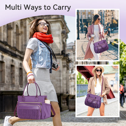 Holuxer Insulated Lunch Bag Women, 14L Adult Lunch Box Womens, Large Leakproof Cooler Bag for Work Picnic Beach, Reusable Lunch Tote Bag with Adjustable Shoulder Strap Cup Holder (Purple)