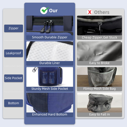 Holuxer Large Lunch Boxes for Men/Adults, Expandable Double-Deck Insulated Lunch Bag with Shoulder Strap, Soft Leakproof Cooler Bags for Work Outdoor Picnic Trips, 20 Can/16L, Blue, Mesh