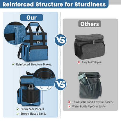 Holuxer Insulated Lunch Bags with Side Pocket for Women/Men-Double Deck Reusable Lunch Bag, Lunch Box Tote Cooler Bag Leakproof Soft Expandable-Large Lunchbox for Work/Adult/Picnic/Outdoor 15L-Blue