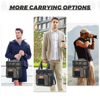 Holuxer Expandable Insulated Lunch Box for Men, Large Durable Thermal Lunch Bag with Shoulder Strap, Soft Leakproof Cooler Bags for Work Outdoor Picnic Trips, 20 Can/16 L, Camo, Mesh