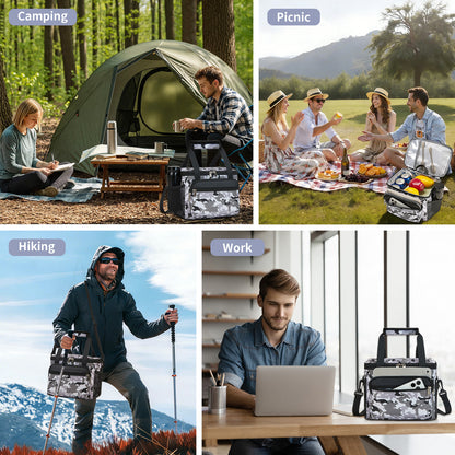 Holuxer Tactical Lunch Box for Men/Women, Insulated Lunch Bag for Woman Lunch Cooler Bags with Adjustable Shoulder Strap-Reusable Waterproof Leakproof Lunchbox for Work Picnic School, White-Camo