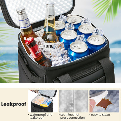 Holuxer Insulated Lunch Box for Men, Double Deck Reusable Lunch Bags for Women Tote Cooler Bag Leakproof Soft Expandable, Large Lunchbox for Work/Adult/Picnic/Outdoor Black-15L