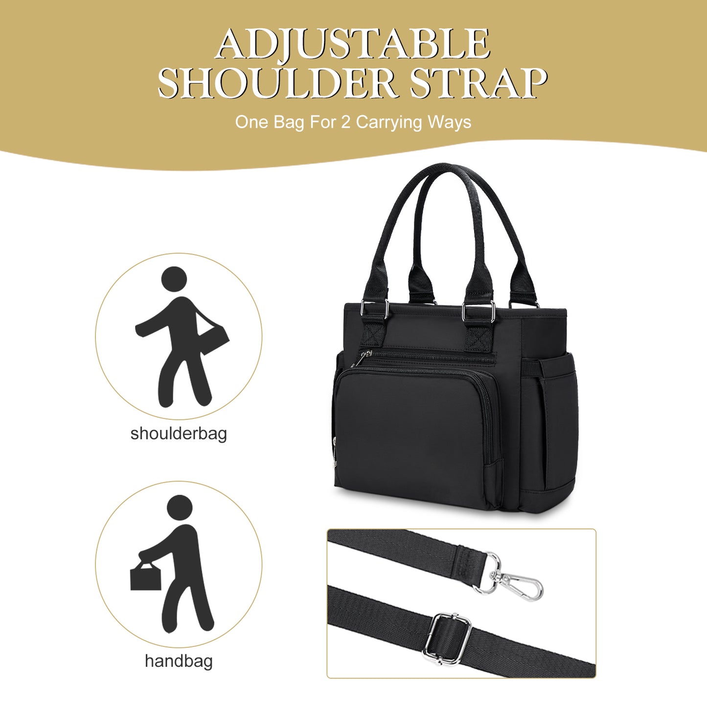 Holuxer Insulated Lunch Tote Bags for Women, Large Fashion Messenger Crossbody Shoulder Bag, Simple Ladies Cooler Purse Portable Leakproof Lunchbox Handbags for Work/Picnic (Black 12L)