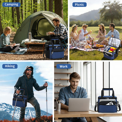 Holuxer Insulated Lunch Box for Men/Women, Reusable Lunch Cooler Bags with Adjustable Shoulder Strap - Leakproof Lunch Bag for Work Picnic, Blue