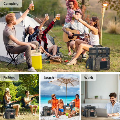 Holuxer Expandable Insulated Lunch Box for Men, Large Durable Thermal Lunch Bag with Shoulder Strap, Soft Leakproof Cooler Bags for Work Outdoor Picnic Trips, 20 Can/16 L, Camo, Mesh