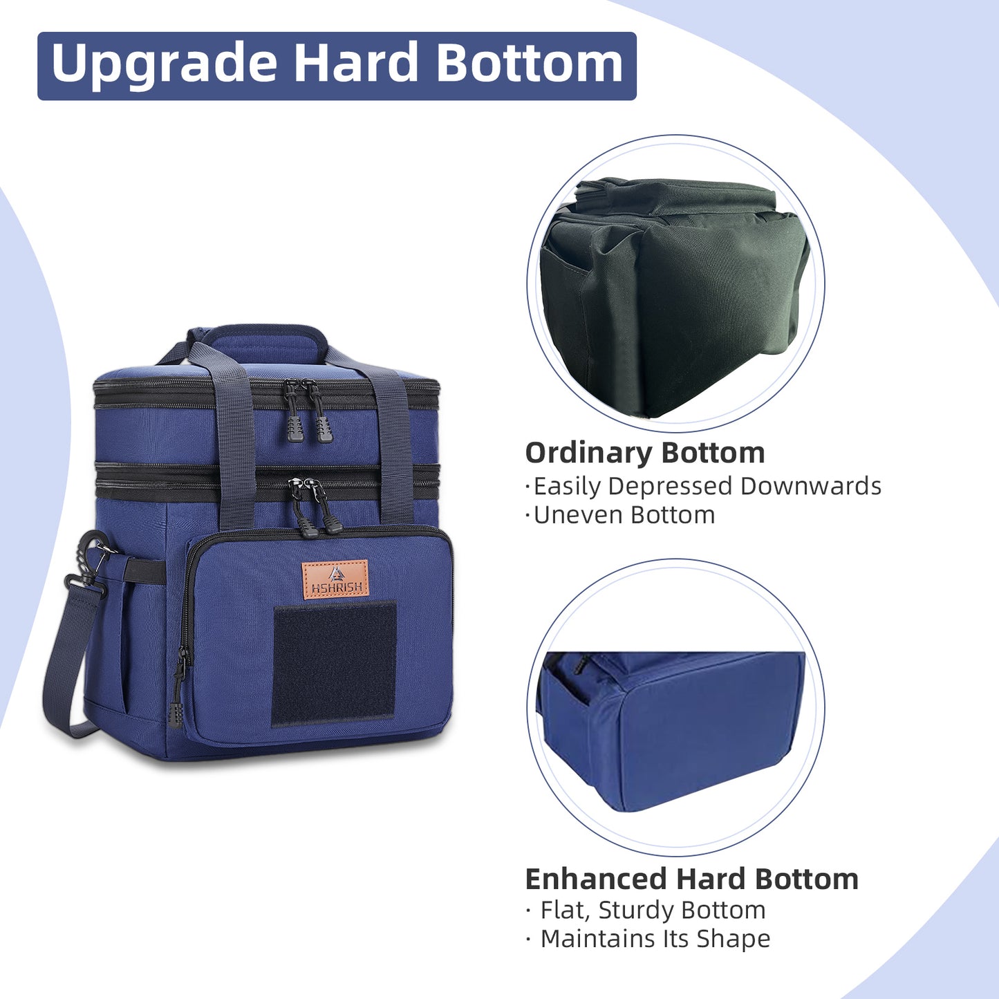 Holuxer Double Deck Tactical Lunch Bags, Large Expandable Insulated Lunch Box, Durable Waterproof Leakproof Cooler Bag for Adults/Men/Women/Work Outdoor Beach Trips, 20 Cans/15 L, Blue