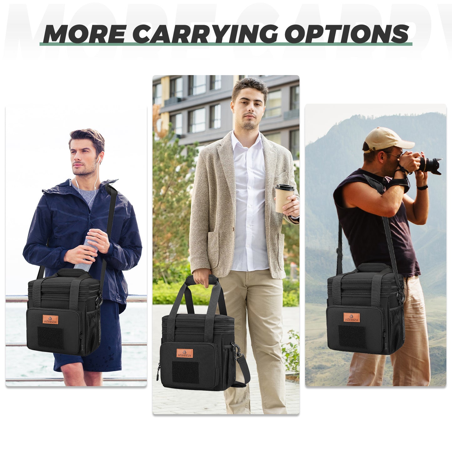 Holuxer Expandable XLarge Tactical Lunch Box for Adults, Leakproof Insulated Lunch Bag with Lots of Storage Space, Durable Cooler Bag for Men Women Work Outdoor Picnic Trips, 22L(Black)