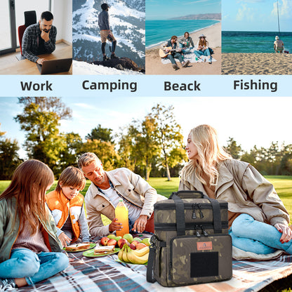 Holuxer Tactical Lunch Box for Men, Large Expandable Insulated Lunch Boxes, Durable Waterproof Leakproof Cooler Bag for Adults/Mens/Work Outdoor Beach Trips, 20 Cans/15 L, Camo