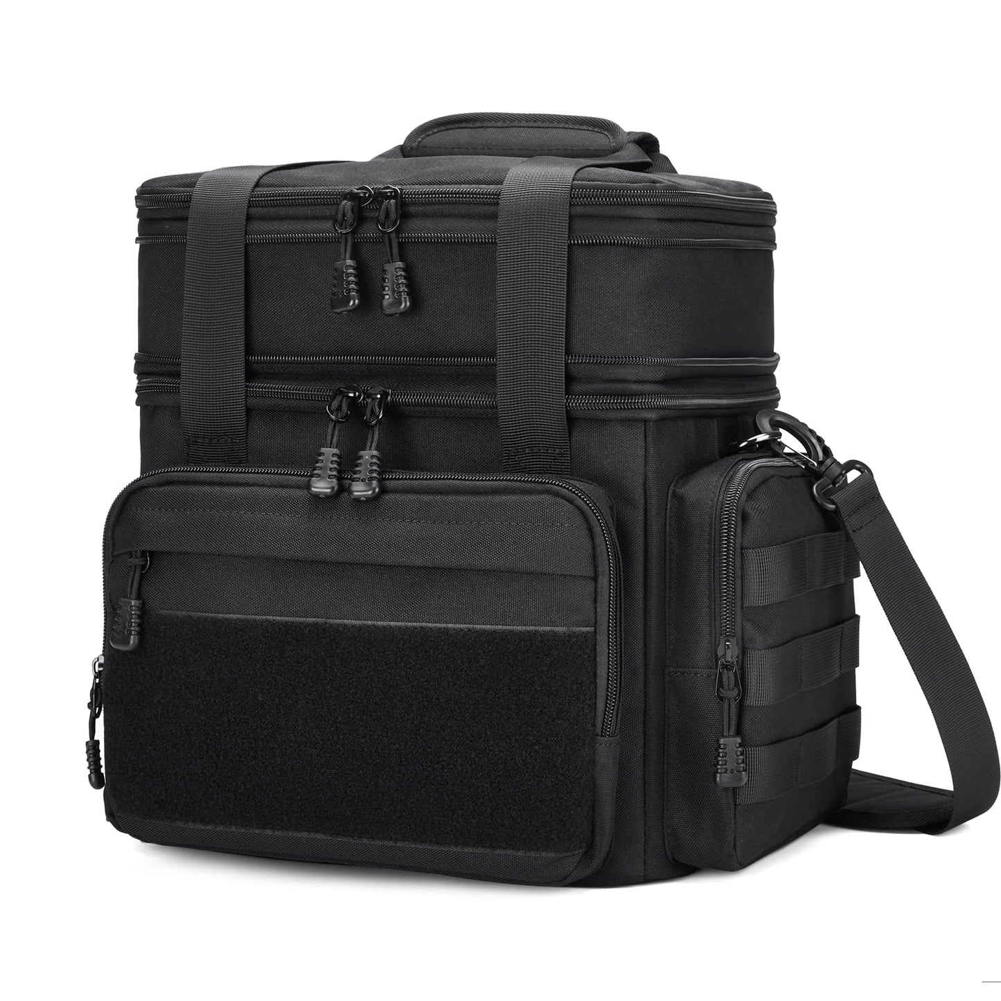 Gafetrey Tactical Lunch Box for Men, Insulated Lunch Bag Adult, Thermal Lunchbox Leakproof Waterproof Cooler Bag, Large Lunch Pail for Work Office Camping Travel (Black)