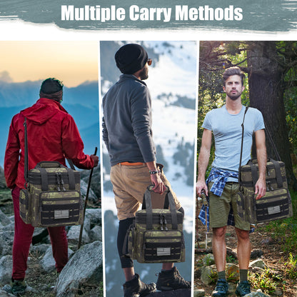 Holuxer Large Lunch Boxes for Men/Adults, Double Deck Expandable Camping Lunch Bag for Work Travel Daytrip Picnic Outdoor, Insulated Leakproof Cooler Bags with Flag Adjustable Shoulder Strap Camo