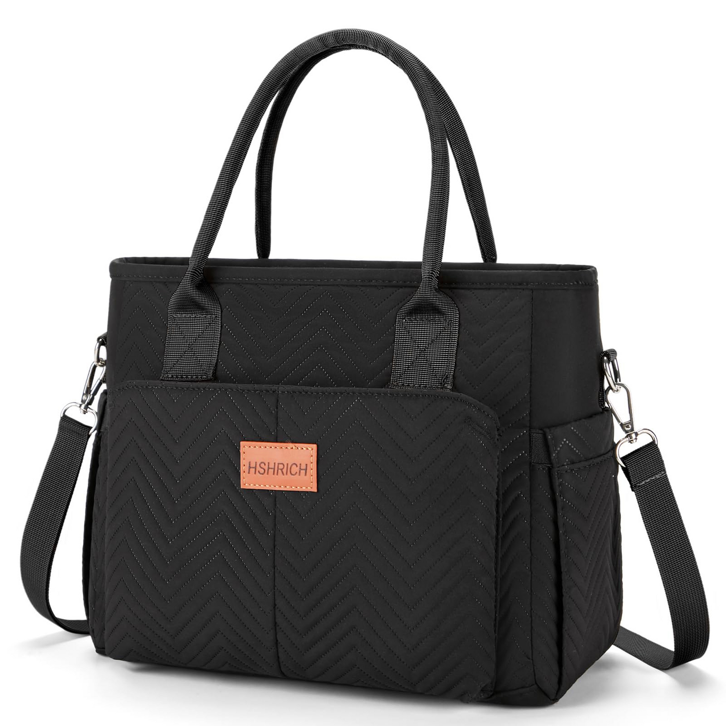 Holuxer Lunch Bags for Women, Insulated Lunch Box for Work, Large Leakproof Cooler Purse with Side Pockets & Removable Shoulder Strap Women's Lunch Tote Bag for Picnic Work Beach Lunch Bags, Black