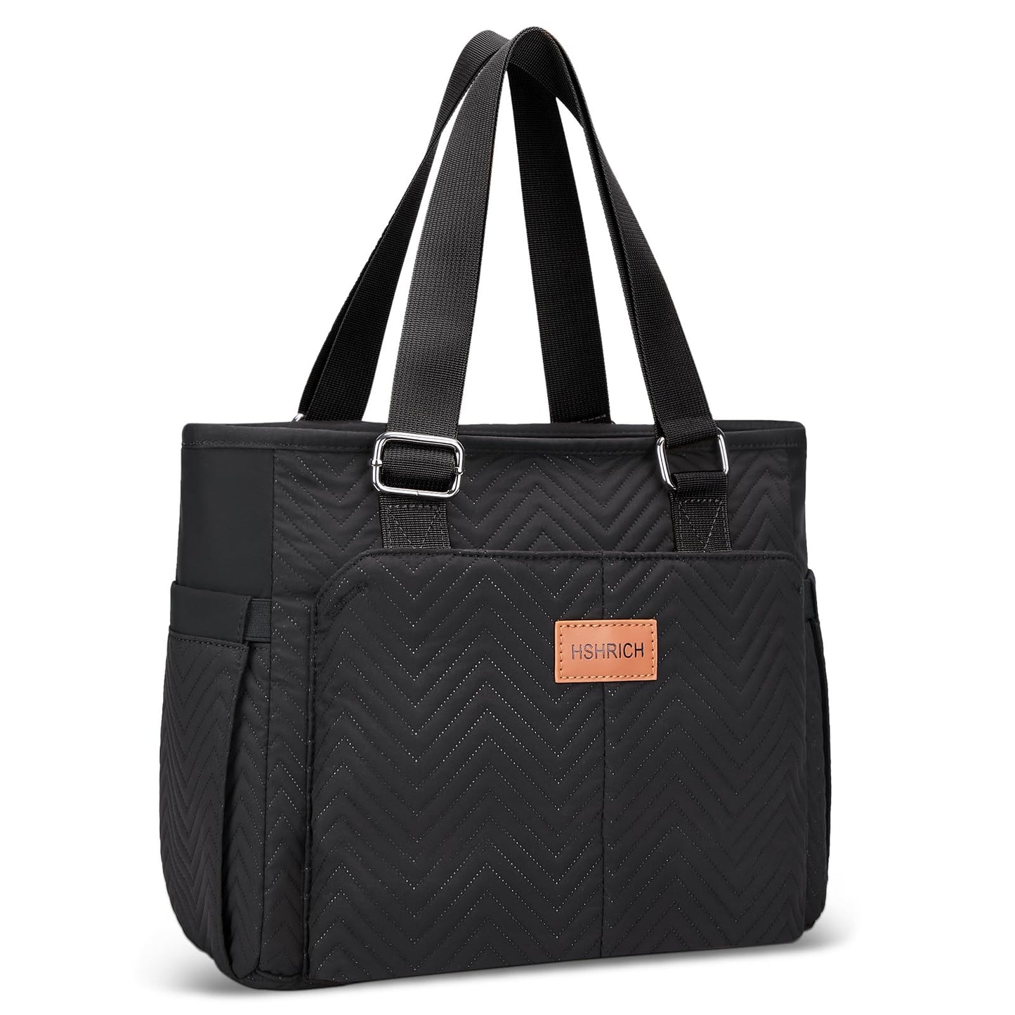 Holuxer Insulated Lunch Box for Women, 12L Lunch Totes Oxford Handbags, Leakproof Shoulder Bags, Fashion Tote Cooler Bag with Storage Front Pocket for Work Picnic, Black