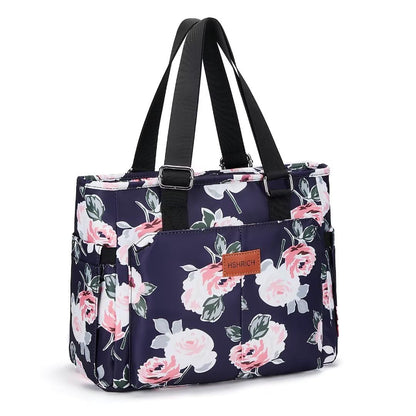 Holuxer Insulated Lunch Box for Women, 12L Lunch Totes Handbags for Works, Leakproof Shoulder Bags, Fashion Tote Cooler Bag with Storage Front Pocket for Picnic, Peony