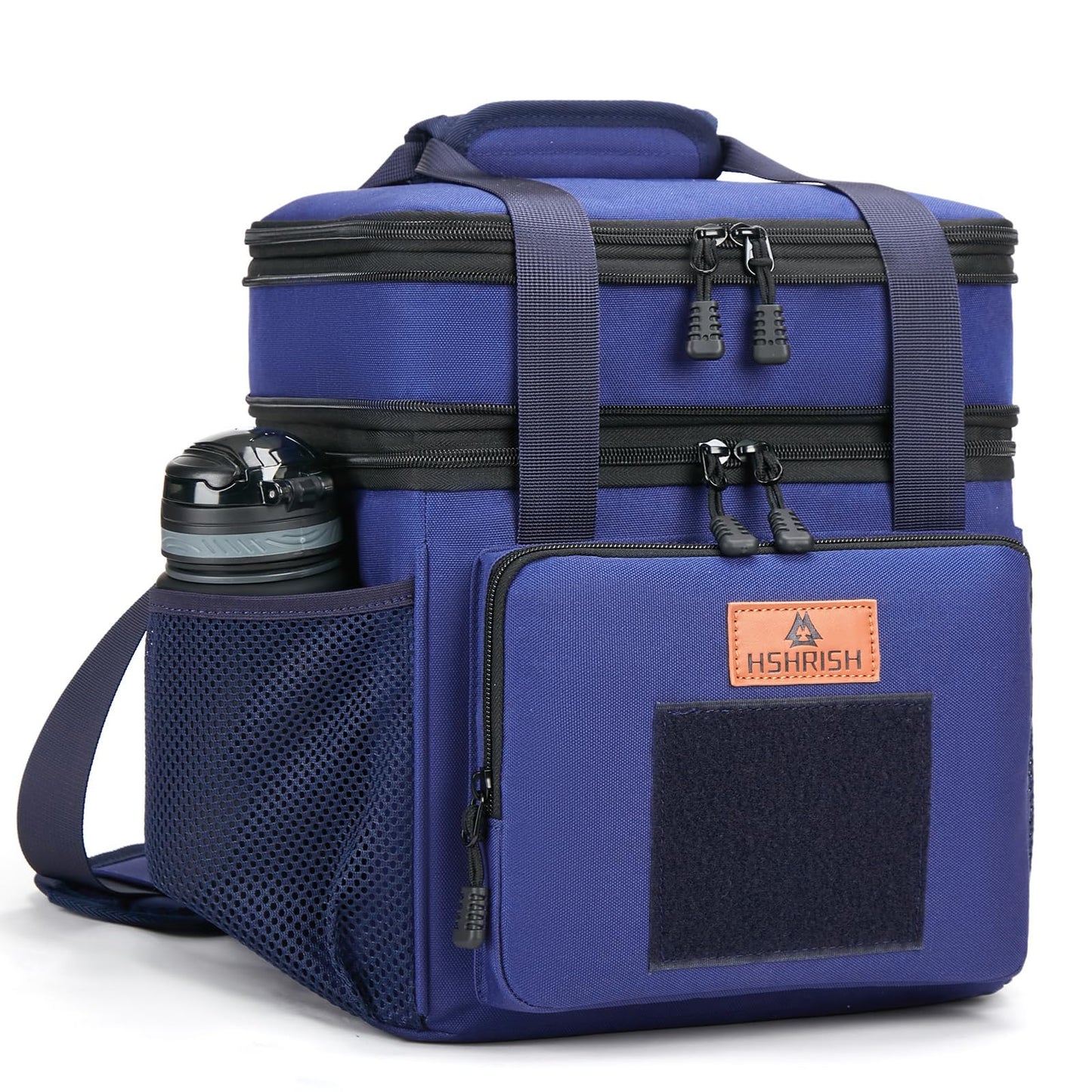 Holuxer Large Lunch Boxes for Men/Adults, Expandable Double-Deck Insulated Lunch Bag with Shoulder Strap, Soft Leakproof Cooler Bags for Work Outdoor Picnic Trips, 20 Can/16L, Blue, Mesh