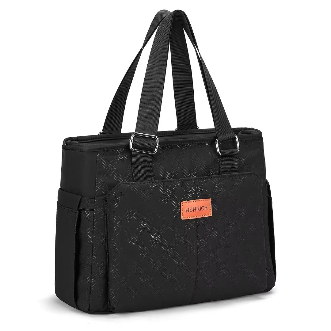 Holuxer Large Lunch Bag for Women, Insulated Adult Lunch Box for Work, Leakproof Cooler Lunch Tote Bags with Storage Pocket. Reusable Lunchbox Purse for Works Picnic Hiking 14L, Black