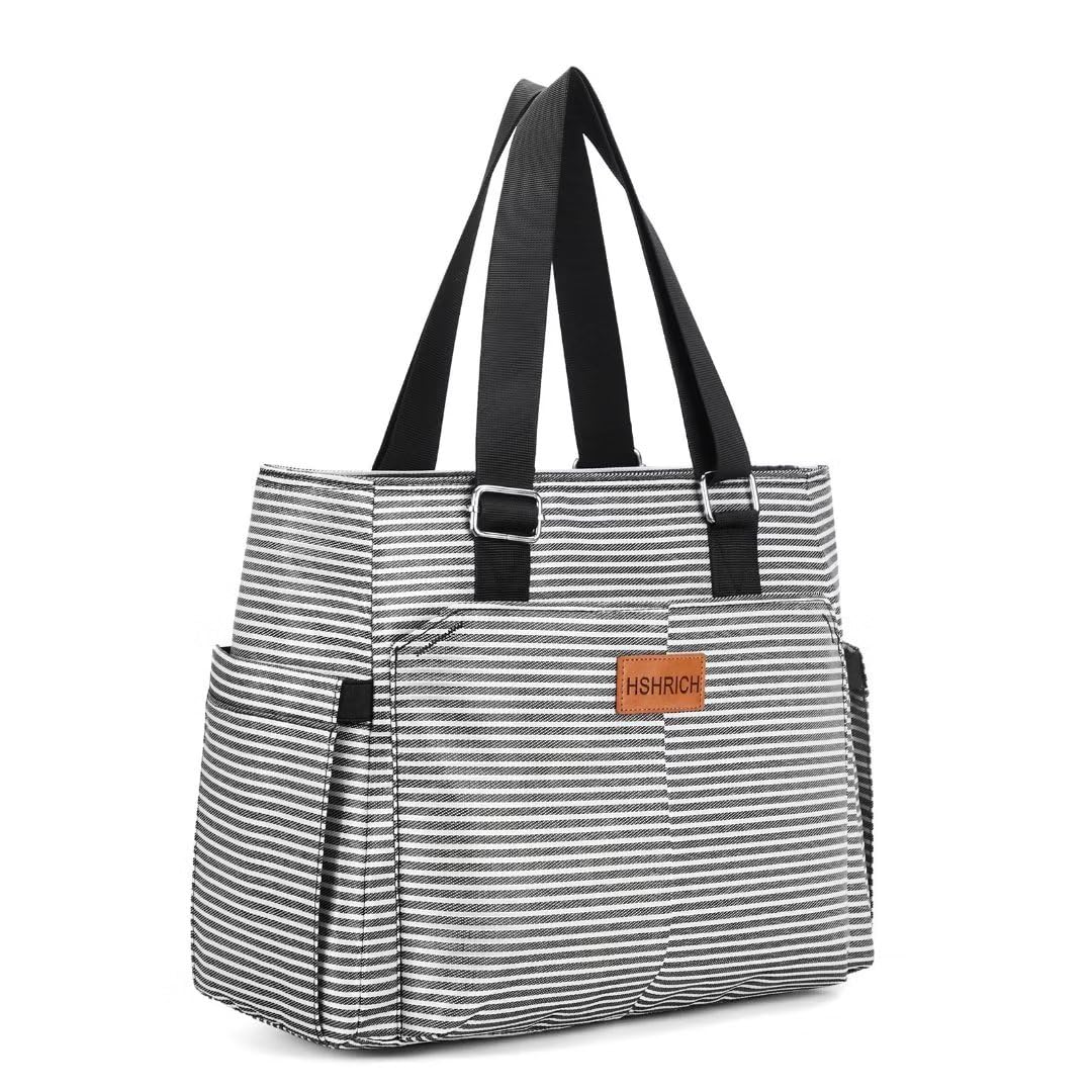 Holuxer Large Women Lunch Bags for Work, Insulated Adult Lunch Box for Womens, Leakproof Cooler Lunch Tote Bag with Storage Pocket. Reusable Lunch Coolers Purse for Work Picnic Hiking 14L, Stripe