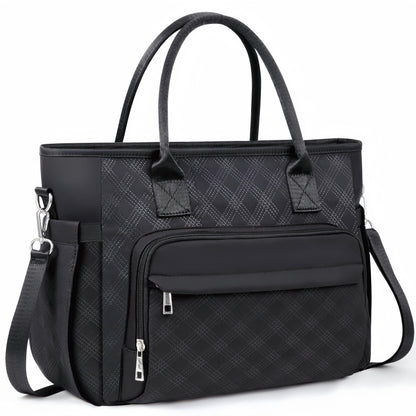 Holuxer Insulated Lunch Bags for Women, Large Fashion Lunch Tote Bag, Reusable Portable Tote Handbag, Leakproof Cooler Bags Weekender Pocket Handbags for Work Picnic Outdoor 10L, Black-Rhombic Plaid