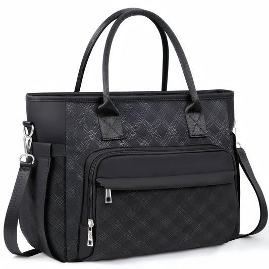 Holuxer Insulated Lunch Bags for Women, Large Fashion Lunch Tote Bag, Reusable Portable Tote Handbag, Leakproof Cooler Bags Weekender Pocket Handbags for Work Picnic Outdoor 10L, Black-Rhombic Plaid