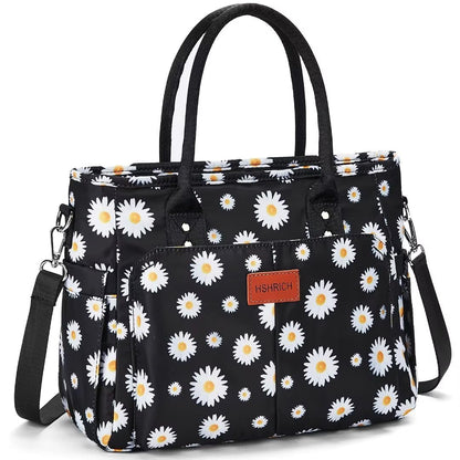 Holuxer Lunch Bag for Women, Insulated Lunchbox for Work, Large Leakproof Cooler Purse with Side Pockets & Removable Shoulder Strap Women's Lunch Tote Bag for Picnic Beach Cute Lunch Bags, Daisy