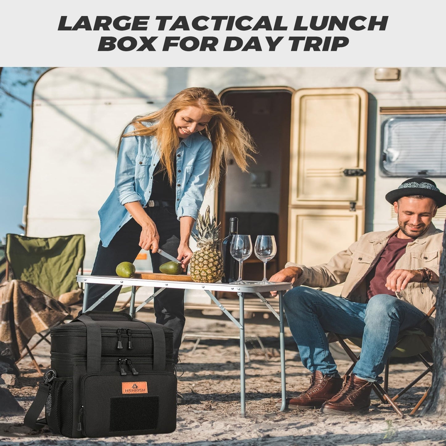 Holuxer Expandable XLarge Tactical Lunch Box for Adults, Leakproof Insulated Lunch Bag with Lots of Storage Space, Durable Cooler Bag for Men Women Work Outdoor Picnic Trips, 22L(Black)